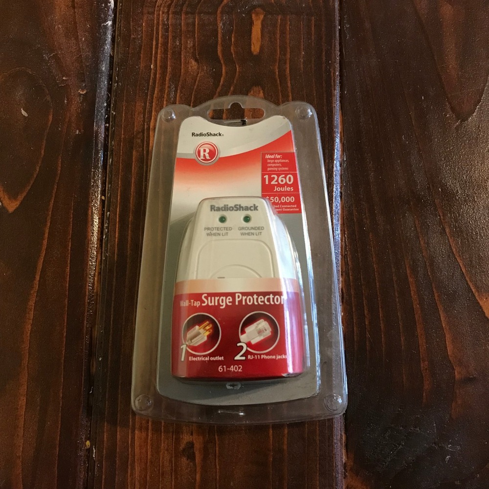 RadioShack Wall-TapSurgeProtector1260 Joules 1 Outlet 2 RJ-11 Phone Jacks 61-402
